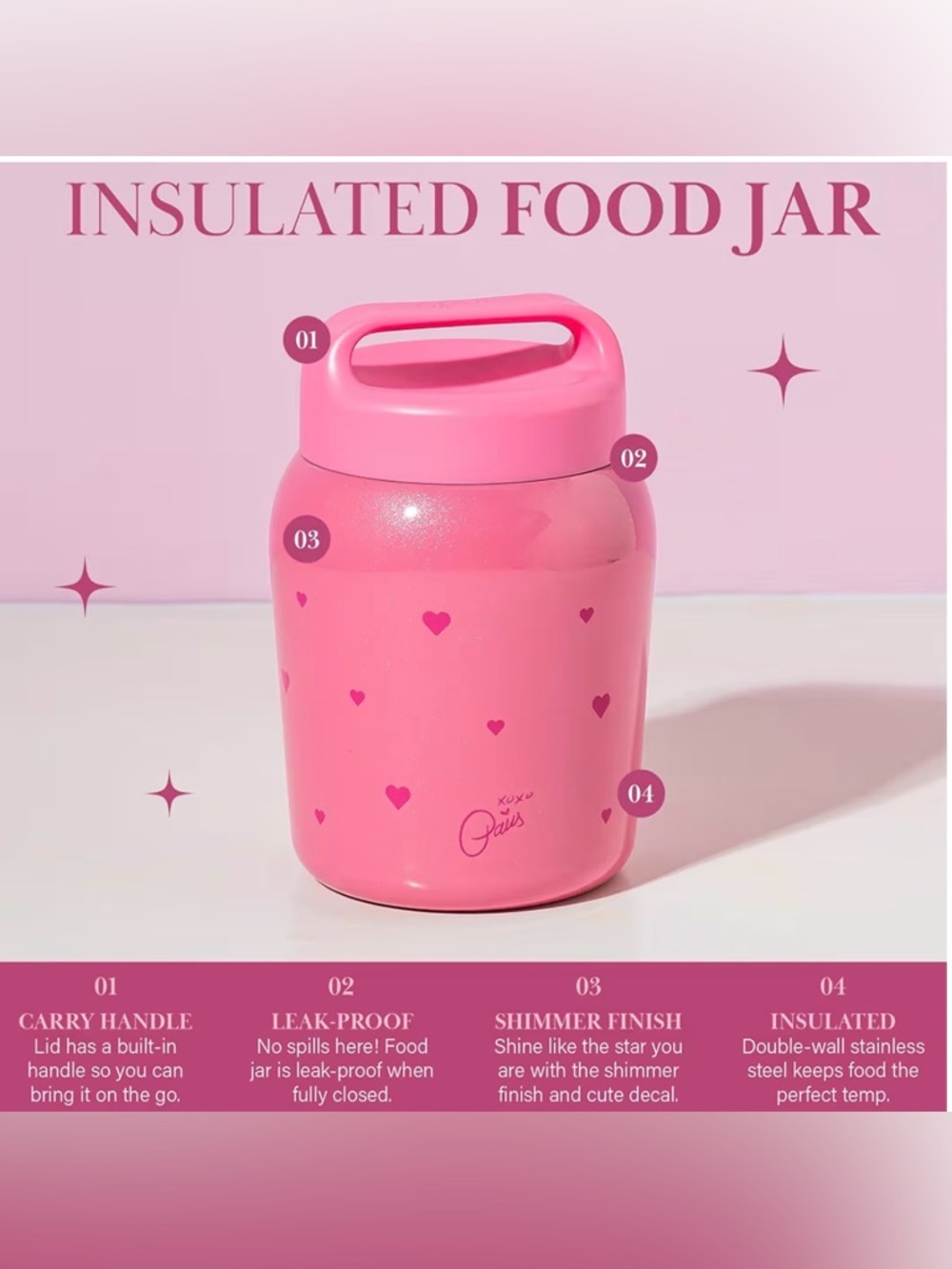 BNWT Paris Hilton Stainless Steel Food Jar